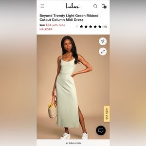 Lulu’s light green cutout midi dress NWT no flaws